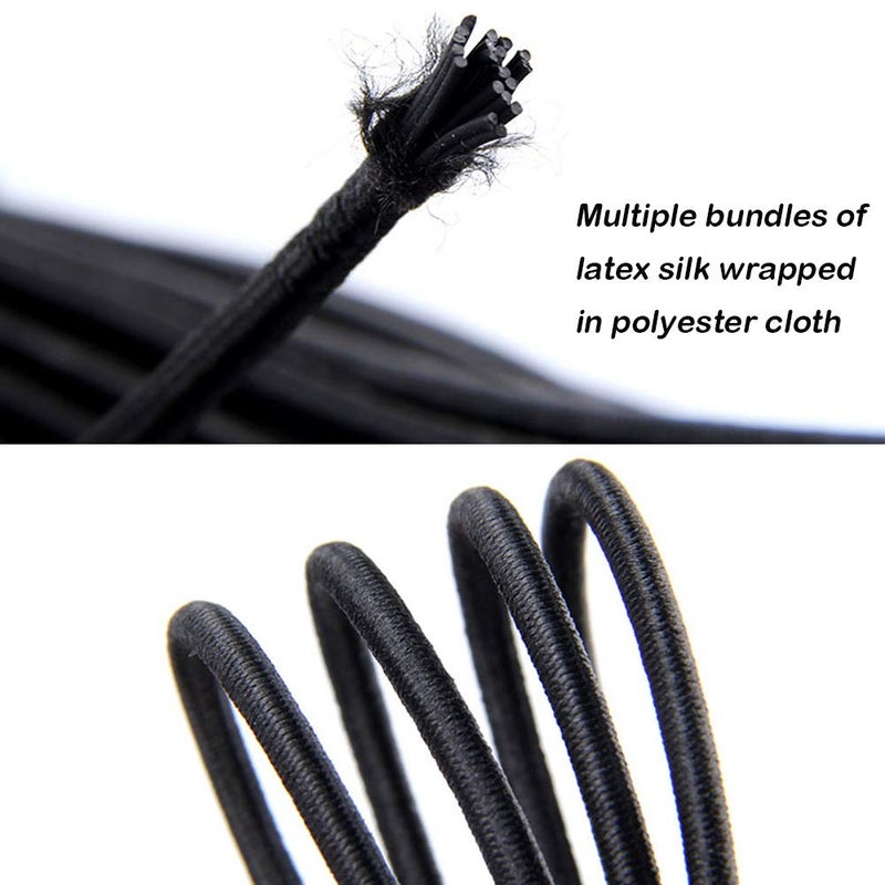 DaKuan 20 PCS Plastic Cord Locks & Elastic Bungee Nylon Shock Cord 5/32" 50 ft Lengths, DaKuan 10 PCS Sing-Hole, 10 PCS Double-Hole (Black) End Spring Toggle Stopper Slider with Crafting Stretch String - Image 4
